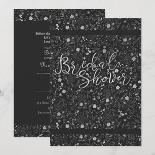 Kolgrå & Silver Elegant Bröllopsdusch Inbjudningar