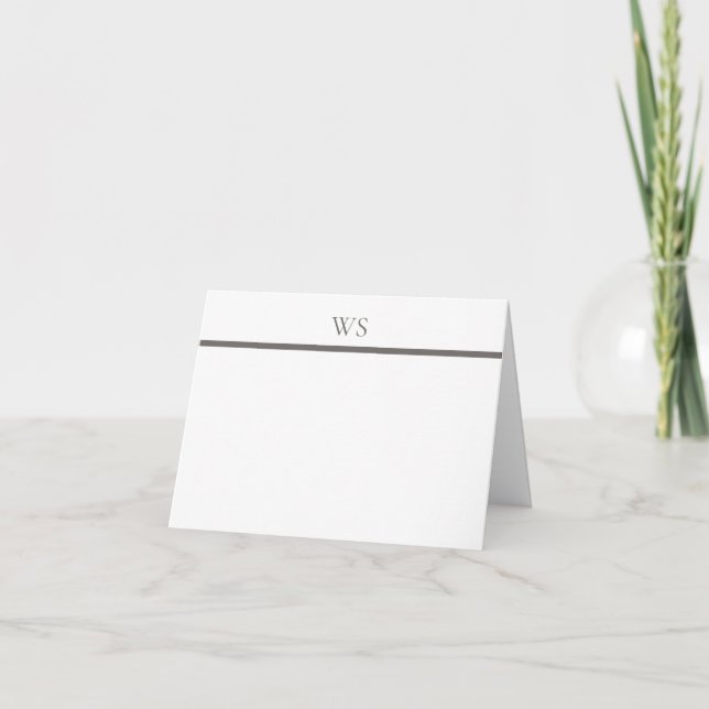 Kolgrå stapelmonogram Elegant vikbar notering  Anteckningskort (Framsida)