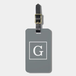 Kolgrå Vit Infattad Initial Monogram Bagagebricka