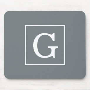 Kolgrå Vit Infattad Initial Monogram Musmatta