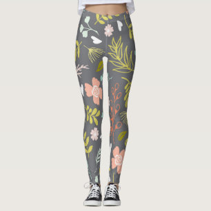 Kolhaltigt Grått-, limgröna och korallfärgade u Leggings