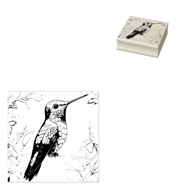 Kolibri Art Nouveau Gummistämpel Stämpel (Stämplad)