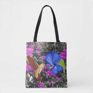 Kolibri, Blå Hibiskus & Bougainvillea Tygkasse