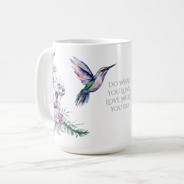 Kolibri Blommig Akvarell Kaffemugg (Framsida vänster)