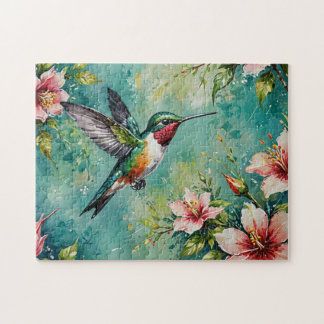 Kolibri & Blomstrande Blommor Pussel