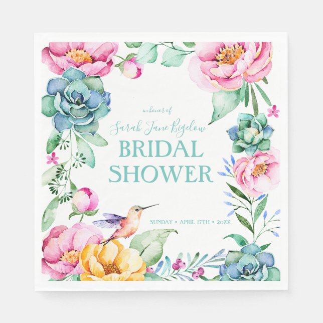 Kolibri Boho Bröllopsdusch Pappersservett (Framsidan)
