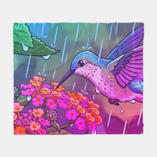 Kolibri dricker nektar från Lantana-blommor Fleecefilt