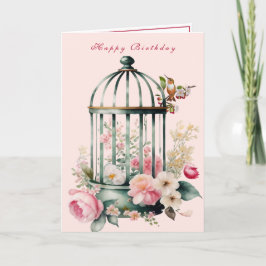 Kolibri Fågelbur Vårblommor Kort