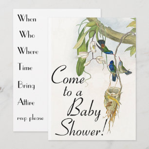 Kolibri Fåglar & Bo Baby Shower Inbjudan