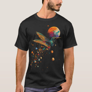 Kolibri Färgrika Planeter Geometriska Djur T Shirt