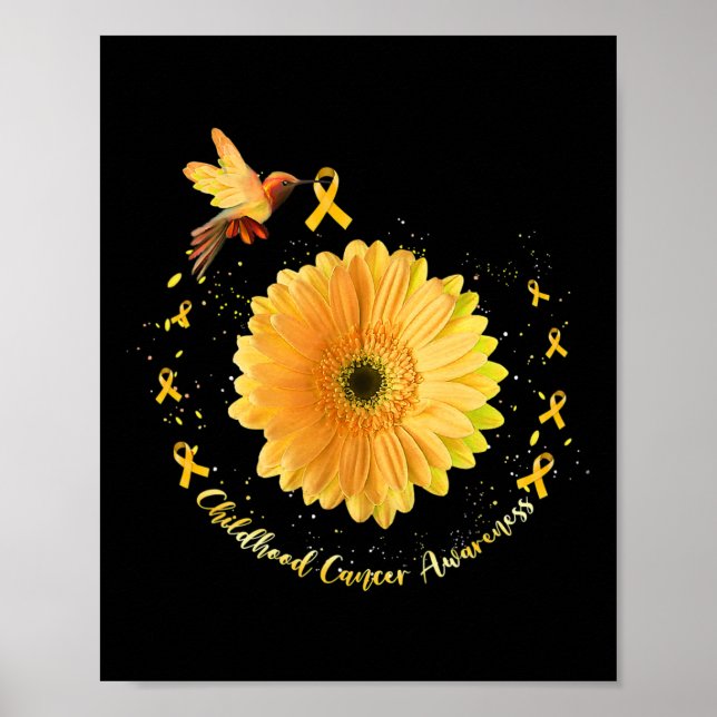Kolibri Gul Solros Barncancer Medvetenhet Poster (Framsidan)