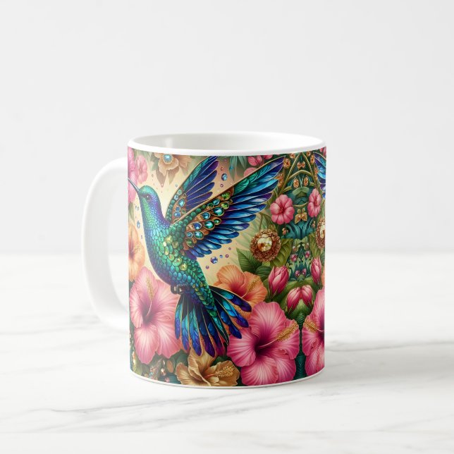 Kolibri Hibiskus blomma Kaffemugg (Framsida vänster)