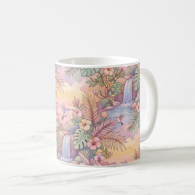 Kolibri Hibiskus Vattenfall Glädje  Kaffemugg (Framsida höger)