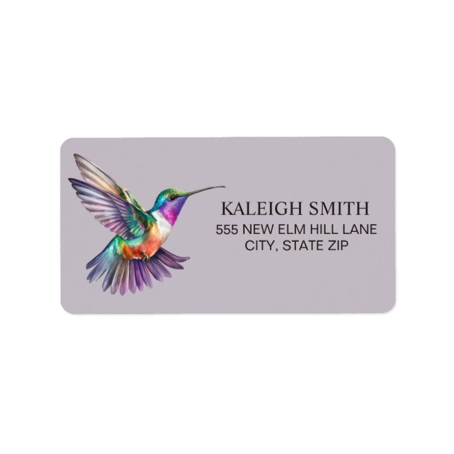 Kolibri Lila Naturadress Adressetikett (Framsidan)