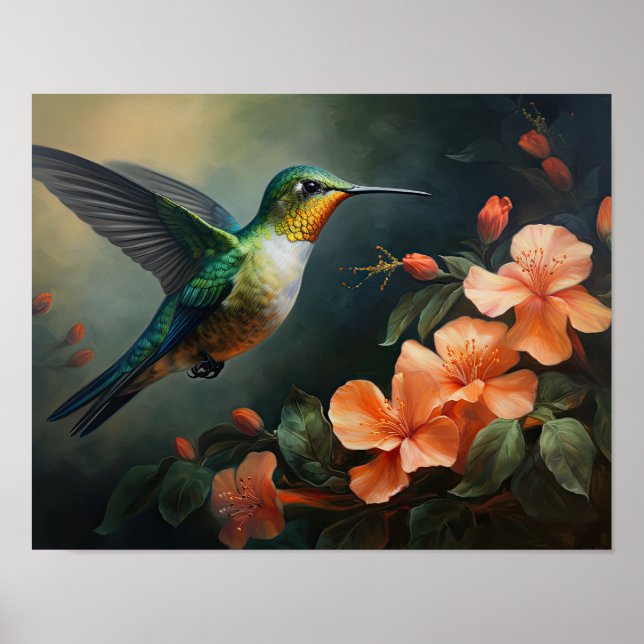 Kolibri-målning Konsttryck Poster (Framsidan)