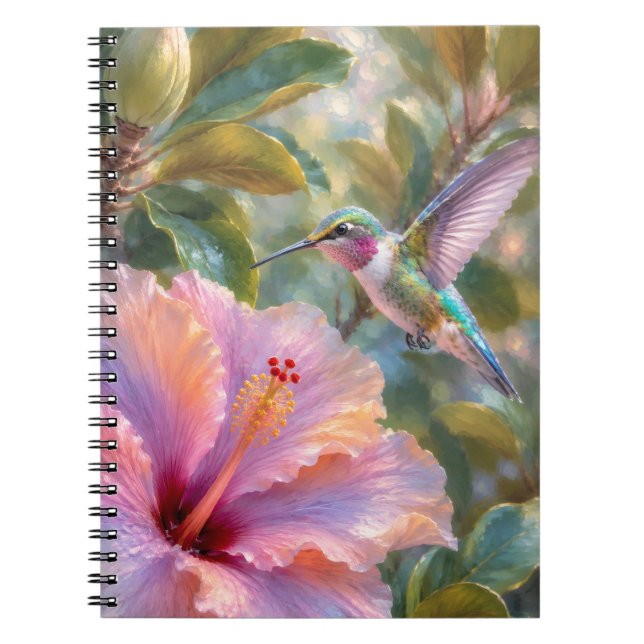 Kolibri med Hibiskus Vattenfärg Anteckningsbok (Framsidan)