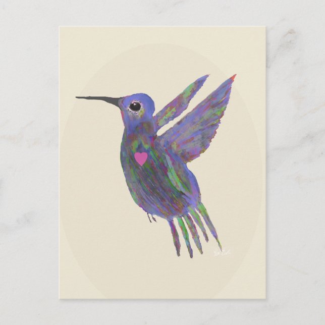 Kolibri med hjärta helg vykort (Framsida)