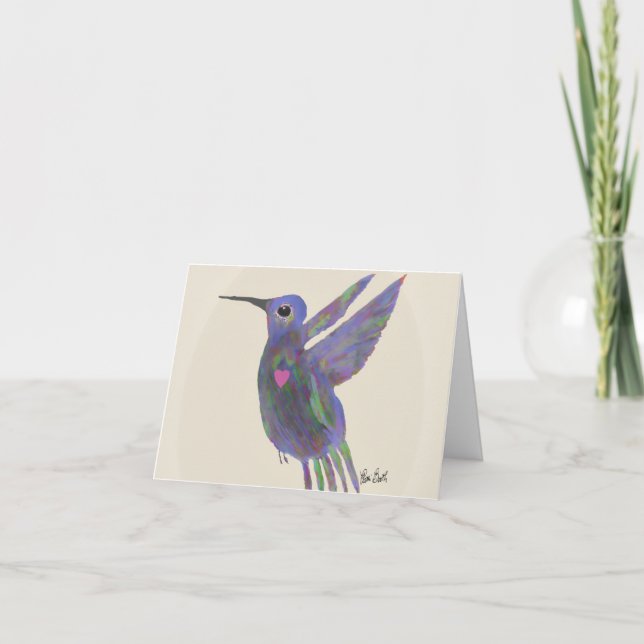 Kolibri med hjärta tackkort (Framsida)