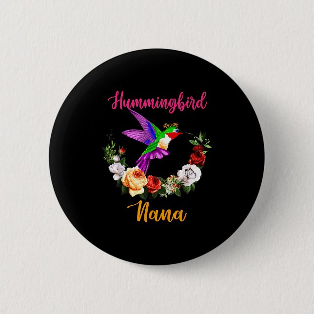 Kolibri nana blommig fågel slips älskare mor' knapp (Framsida)