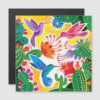 Kolibri och blommande kaktusar Magnetkort