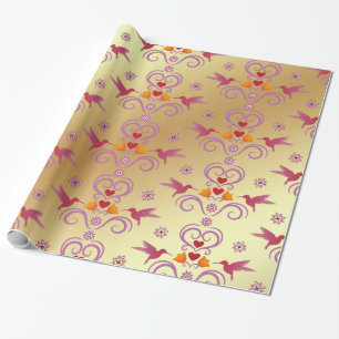 Kolibri och blommor presentpapper