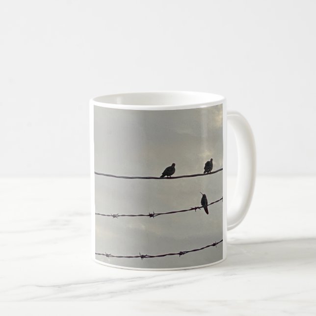 Kolibri och duvor 🕊️ i silhuett kaffemugg (Framsida höger)
