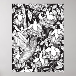 Kolibri och fuchsia poster