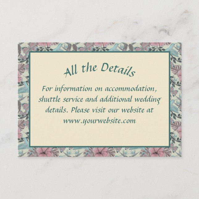 Kolibri och hibiskus - bröllopsföljekort tilläggskort (Framsida)