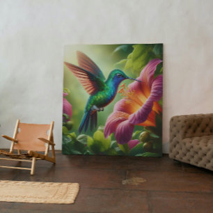Kolibri och hibiskus canvastryck
