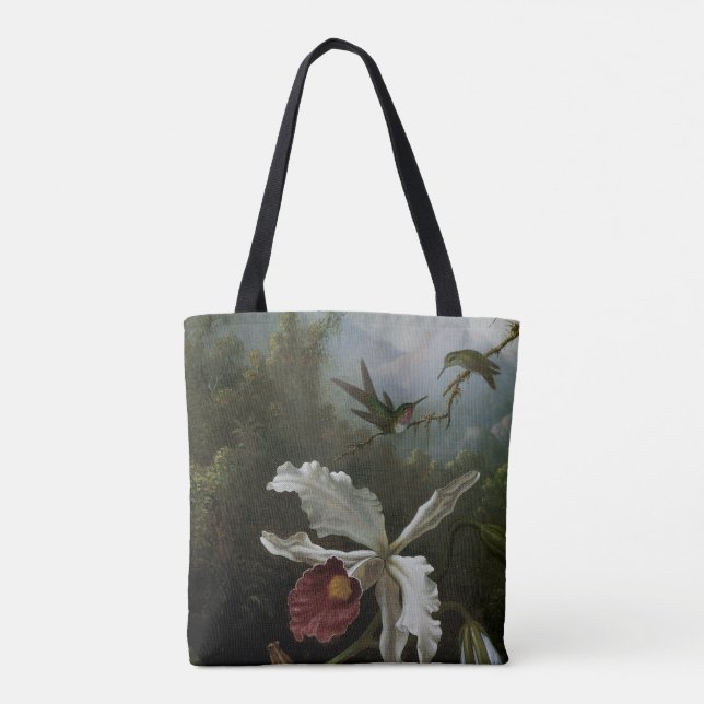 Kolibri och vit orkidé av Martin J. Heade Tygkasse (Baksida)