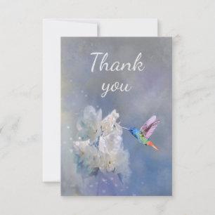 Kolibri och vit trädgårdsblomma Tack