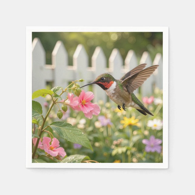 Kolibri på Körtelstörtsblomma Pappersservett (Framsidan)