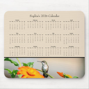 Kolibri på Orange Blomma – 2026 Kalender Musmatta