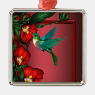 Kolibri Röd Hibiskus Ornament