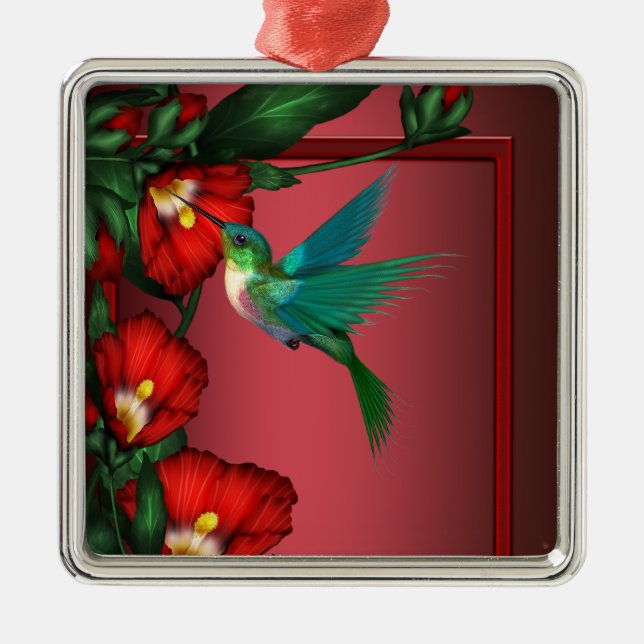 Kolibri Röd Hibiskus Ornament (Framsidan)