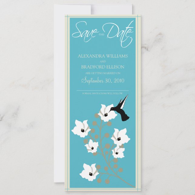 Kolibri Save the Date-kort (akvatint) Spara Datumet (Framsida)