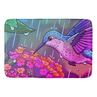 Kolibri som dricker nektar från Lantana-blommor Badrumsmatta