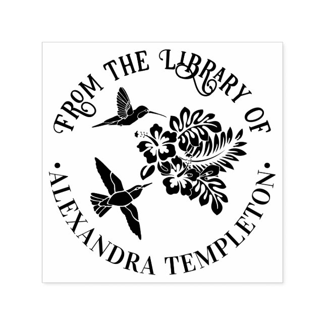 Kolibri & Tropiska Hibiskusar Blombibliotek Självfärgande Stämpel (Design)