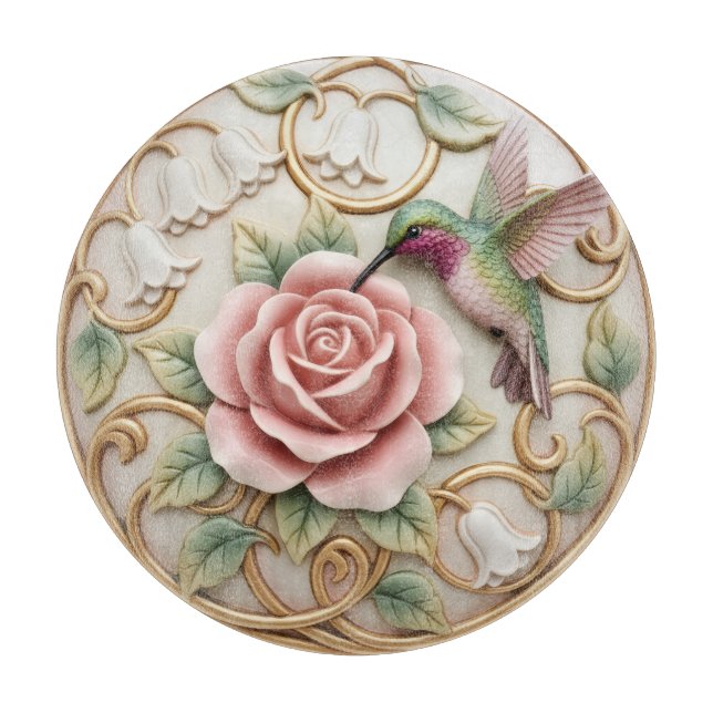Kolibri Vintage Viktoriansk Rosa Ros Blommig (Framsidan)