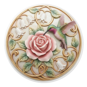 Kolibri Vintage Viktoriansk Rosa Ros Blommig Knopp