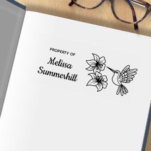 Kolibribokmärke med liljor Ex Libris Bokmärke Stämpel