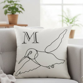 Kolibrie Linje Konst Monogram Husvärmning Kudde