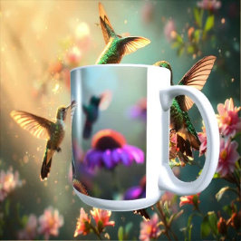 Kolibrier älskar Echinacea 01 Kaffemugg