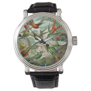 Kolibrier av Ernst Haeckel, Vintage Fåglar Träd Armbandsur