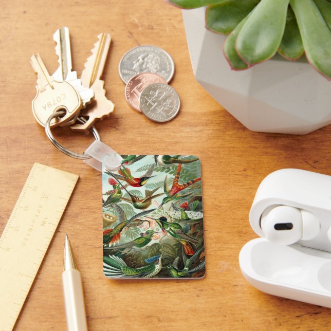 Kolibrier av Ernst Haeckel, Vintage Fåglar Träd Nyckelring (Skrivbord)