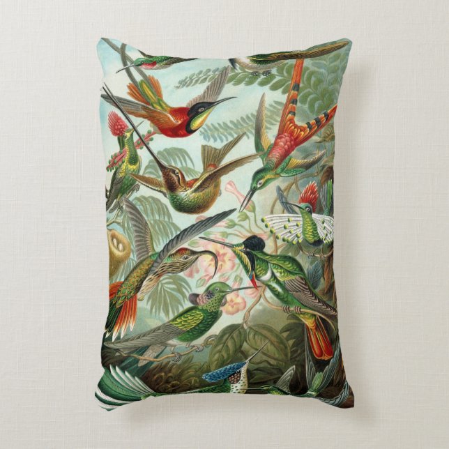 Kolibrier av Ernst Haeckel, Vintage Fåglar Träd Prydnadskudde (Framsidan(Vertikal))