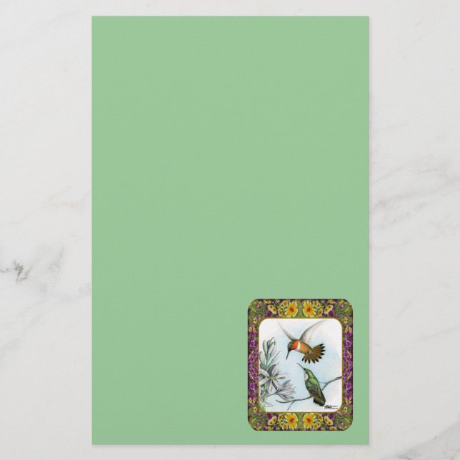 Kolibrier och blommor #2 brevpapper (Framsida)