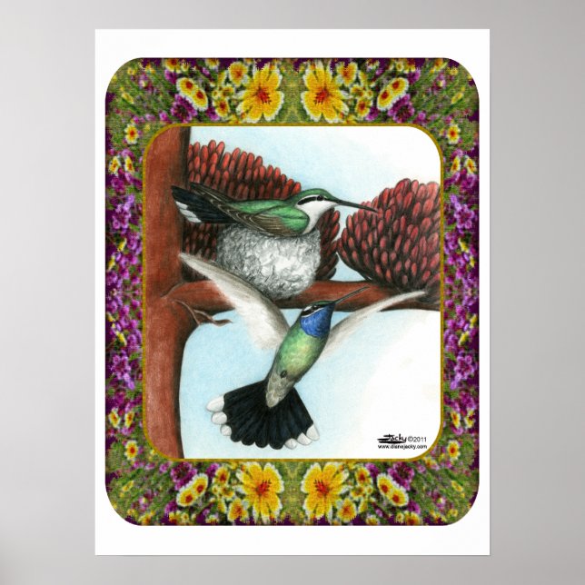 Kolibrier och blommor #3 poster (Framsidan)