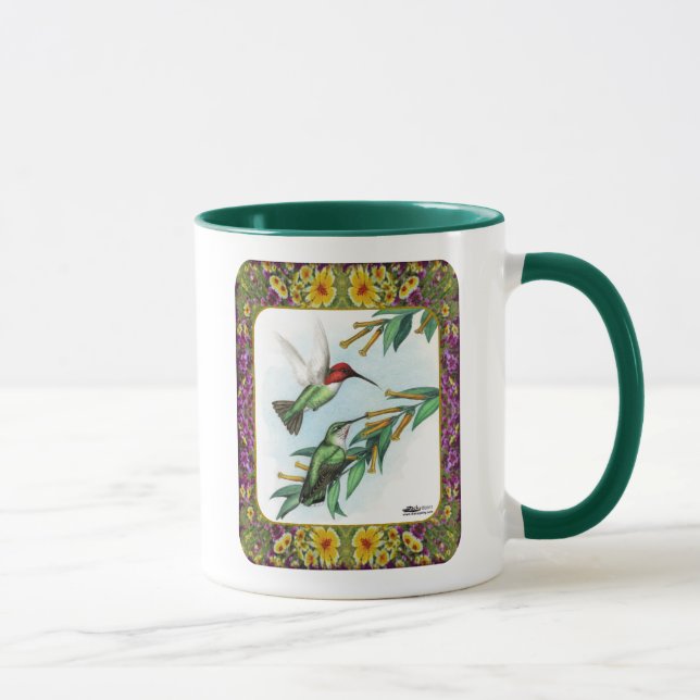 Kolibrier och blommor #4 mugg (Höger)