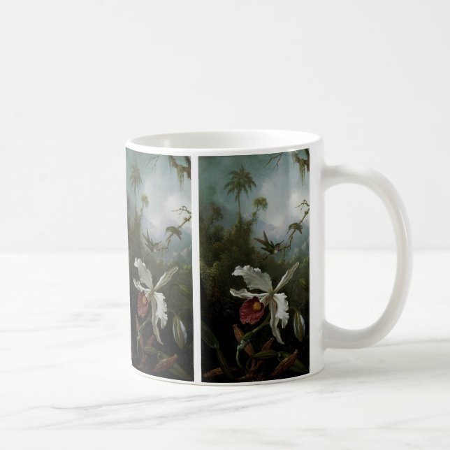 Kolibrier och Vit Orchidéa av Martin J. Heade Kaffemugg (Höger)